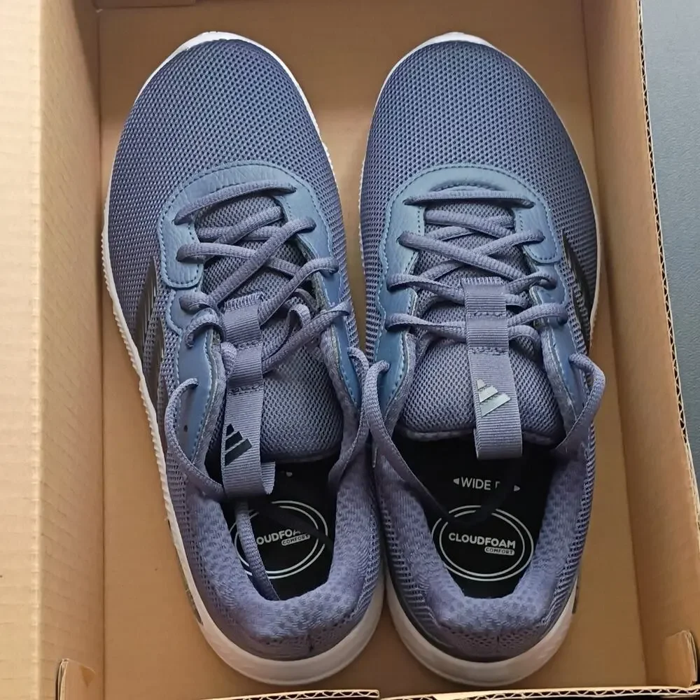 adidas Men’s Blue Low Top Mesh Lace-Up Cloudfoam Athletic Sneakers
